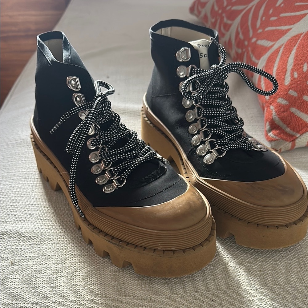 Black Lace Up Boots with Chunky Sole
